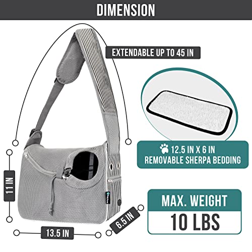 PetAmi Dog Sling Carrier Small Dogs, Hands Free Crossbody Carrier, Stripe | Under 10 lbs, Puppy Cat Pet Travel Gift, Breathable Mesh, Padded Strap, Removable Sherpa Bed, Pockets & Poop Bag Dispenser - color: Stripe Black