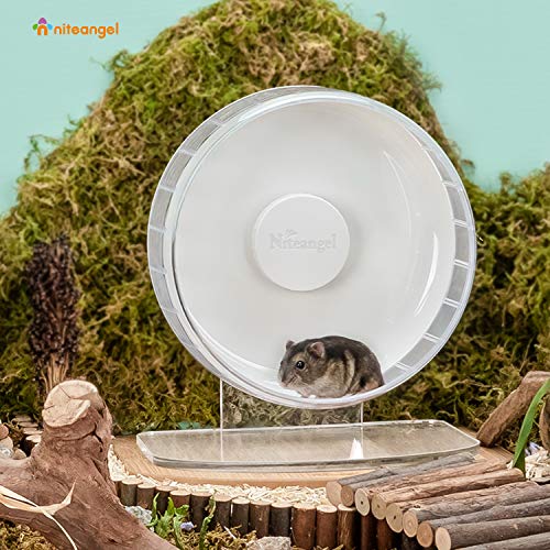 Niteangel Super-Silent Hamster Exercise Wheel: Quiet 8.2 inch Running Wheel | Can 9.1-11.8" Adjustable Height - No Bend Back Spinner Running for Dwarf Syrian Hamster Gerbils Mice Or Other Small Animal - color: White, size: Small