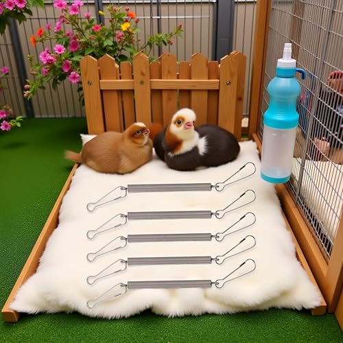 5Pcs Silver Spring with 2 Clips Used Singly or in Combination to Hold Rabbit Water Dispenser Drinking Bottle for Small Animals Feeding and Watering Supplies