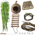 5 PCS Gecko Tank Accessories,Gecko Coconut Hide with Ladder Reptile Terrarium Plants Hammock Climbing Flexible Jungle Vine Tank Decor for Crested Gecko,Baby Bearded Dragon,Chameleon,Snake - style: 【Style C】