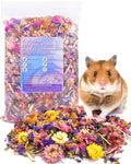 Bissap Natural Flower & Herb Hamster Bedding 300g/10.5oz, Small Animal Flower Habitat Decor for Syrian Dwarf Hamster Gerbil Chinchilla Mice Degu and Other Small Pet Flower Bedding Odor Control Forage