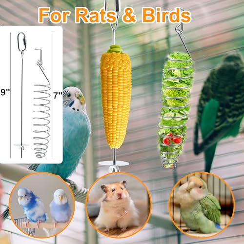 2pcs Rat Enrichment Foraging Toys, 304 Stainless Steel Pet Rats Fruit Vegetable Holder, Hanging Slow Feeder Mice Feeder, Fancy Mice Cage Accessories Puzzle Toy for Hamster Rodents Bird Parakeet