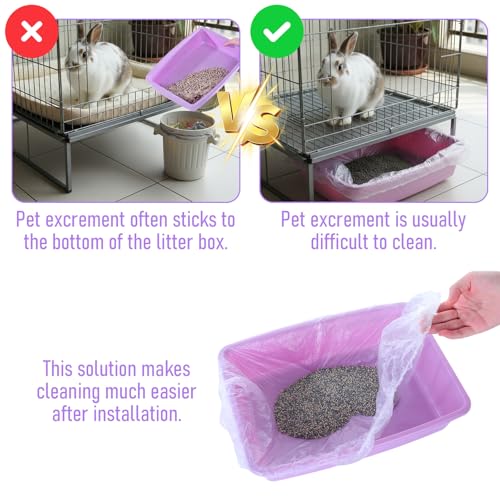 50 Pcs Disposable Cage Liners, Rabbit Litter Box Liners Small Animal Leak Proof Toilet Film Guinea Pig Cage Toilet Liner Plastic Litter Box Liner for Rabbits, Guinea Pigs, Chinchillas, Hedgehogs, Bird