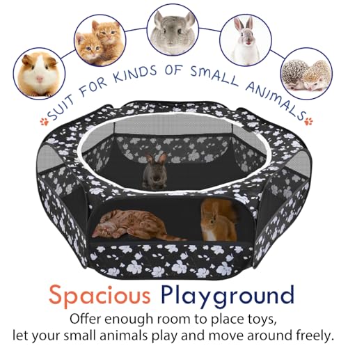 Pawaboo Small Animal Playpen with Zippered Cover, Magnolia | Portable pop-up pet tent for supervised rabbits, guinea pigs, chicks and kittens; water-resistant bottom and 3 metal rods - color: T-Magnolia