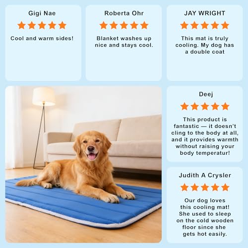 Dog Cooling Mat, Cold Memory Sponge Cooling Mat for Dog, Foldable Crate Pet Bed & Non-Slip, (Q-Max > 0.45) Long-Lasting Cool & Keep Your Pet Cool (X-Large - 43.3x31.5 Inch) - size: X-Large - 43.3 x 31.5 Inch
