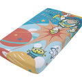 Disney Toy Story Buzz Lightyear Blue and Orange Blast Off to Infiniti and Beyond 100% Cotton Photo Op Fitted Crib Sheet - color: Toy Story - Blast Off