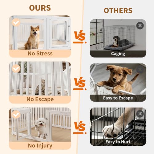 Dog Playpen for Puppies & Small Dogs, 23.6" H, 16 Panels, White | Puppy Playpen with 3 Clear PET Panels & Lockable Door, HDPE Pet Playpen, DIY Pet Fence for Home, Apartment, Small Pets