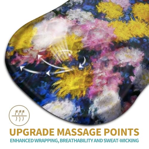 Hokafenle Ergonomic Mouse Pad Wrist Support with Massage Design, Wrist Rest Pain Relief Mousepad with Memory Foam&Non-Slip PU Base, Mouse Pads for Wireless Mouse & Desk(12x8 inch,Monet Chrysanthemum) - color: HK032-Monet Chrysanthemum