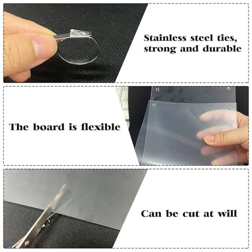 20 Pcs Pet Cage Liner 15.7'' x 6'', Cage Urine Guard Side Lining Clear Sheet with 100 Pcs Stainless Steel Zip Ties, Anti-Urine Side Lining Sheet for Rabbit Guinea Pig Hamster Ferret Chinchilla