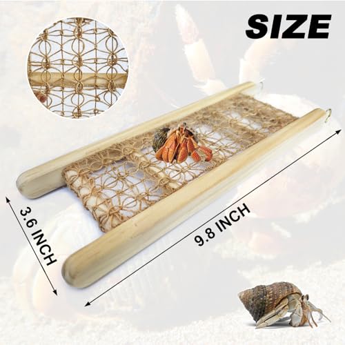 Hermit Crab Climbing Straight Ladder Wooden and Rope Hermit Crab Climbing Wall Hermit Crab Climbing Toys Small Animal Cage Accessories for Bird Parrot Lizard Chameleon Reptile - style: Straight Ladder