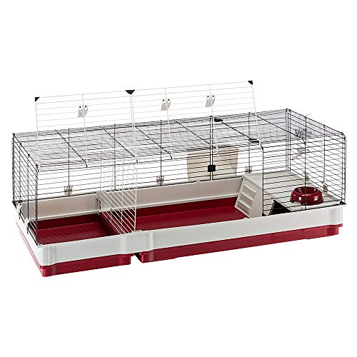 Ferplast Krolik Extra-Large Rabbit Cage w/Wire Extenstion | Rabbit Cage Includes All Accessories & Measures 55.9L x 23.62W x 19.68H & Includes All Accessories | 1-Year Manufacturer's Warranty - style: Rabbit Cage w/ Wire Hutch