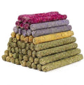 40 Pcs Natural Rabbit Chew Sticks Timothy Hay Sticks Mixing Flowers, Roses, Calendula and Forget Me Not Flowers Organic Treats for Guinea Pigs, Chinchillas, Hamsters Dental Health & Digestion