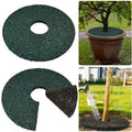 2pcs Double Side Rubber Tree Mulch Ring, 12In Heavy Duty Recycled Rubber Mulch Mat Natural Look Tree Root Protector Mat Reversible Round Tree Ring for Prevent Animal Dig, (Green Brown) - color: Green-2
