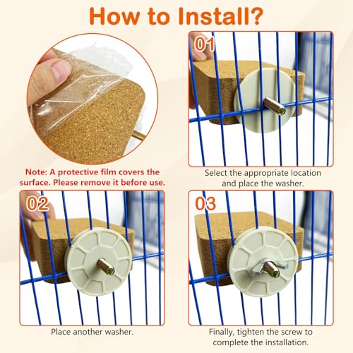 3 Pack Bird Perch Platform Cork Parrot Perch Stand Parakeet Chewing Toy Bird Paw Grinding Cage Accessories for Small Conures Budgies Cockatiels Finches (Small) - size: Small