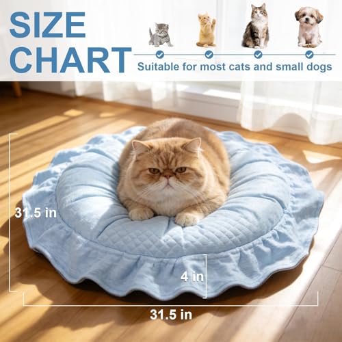 Cat Cooling Bed Mat - Upgraded Thickened 2-Sided Reversible Cold Pad for Cats Puppy Small Dogs Keep Cool in Summer, Adjustable Soft Cozy Pet Sleeping Blanket for Crate Floor Bed Sofa Kennel
