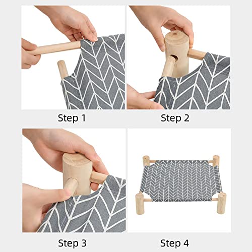Patas Lague Cat Hammock Bed Small Eleveted Dog Bed 19x19 in Triangle | Brethable Wooden Pet Bed, Cooling Rabbit Cot, Outdoor Cat Furniture For Summer - color: Triangle