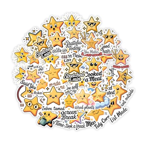 Podagree 60Pcs Gold Stars Sticker Positive Affirmation Stickers | Positive Achievement, Cute Gold Star Reward Vinyl Decals, Motivational Star Stickers, Gifts For Teachers, Students, Planners - color: Gold Star, size: 3in