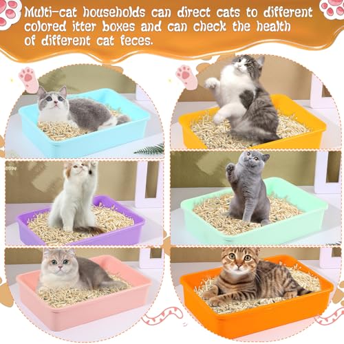 6 Pcs Kitten Small Litter Box Set, Plastic Kitten Litter Pan with 6 Scooper Cat Litter Box Cat Litter Box Travel Toilet for Small Pet Kitty Bunny Guinea Pig - color: B-color