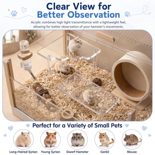 Ripeng 2 Sets Acrylic Hamster Play Platform Cage Accessories Small Pets Plastic Transparent Play Stand for Gerbils Dwarf Syrian Hamsters Mice Chinchilla Parrot Bird Small Animals