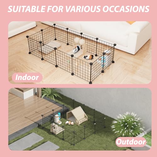 Guinea Pig Cages with Door and Top, 25x25x12inch Small Animal Cage, 12pcs Metal Grid Panels Small Animal Playpen, Expandable Cage for Guinea Pigs, Rabbits, Hamsters and Hedgehogs, Kitten - color: 12pcs