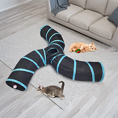 Bemodst Collapsible S-Shape Cat Tunnels - 3-Way Interactive Maze Toy for Kitten, Rabbit, Ferret - color: S-Type 3 Way