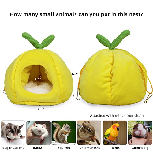 Small Animal Beds, Hamster Bed Cage Accessories Supplies, Rat Hideout Semi-Enclosed Winter Christmas Large Pumpkin Nest for Dwarf Hamsters Gerbils Chipmunks Syrian Hamster and Sugar Glider (Yellow) - color: yellow