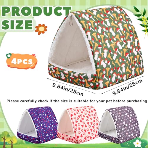 Cinnvoice 4 Pcs Guinea Pig Hideout, Guinea Pig Bed Tunnel, Rabbit Washable Small House Cage Accessories for Bunny Hedgehog Mouse Chinchillas Hamsters Ferrets Bearded Dragons Rats (Classic,9.8 in) - size: 9.8 in, style: Classic