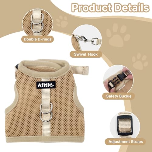 Breathable Bunny Harness and Leash Set Escape Proof, Beige S | Adjustable Straps & Magic Tape Design, Comfort Fit Vest for Puppies, Cats, Squirrels, Rats, Bunnies, Ferrets, Outdoor Walking - color: Khaki, size: S