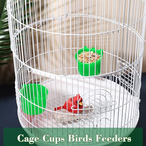 Sumind 60 Pcs Cage Cups Chicken Feeder Birds Hanging Feeders Seed Bowl 8 oz Plastic Water Bowl Hanging Chicken Waterer Feeding Watering Dish Coop Cups for Parrot Parakeet Poultry(Green) - color: Green