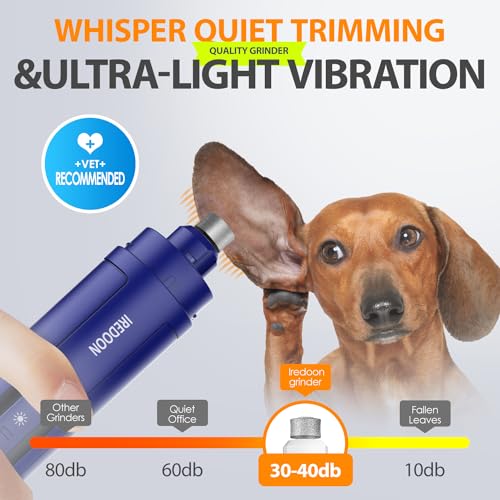 Dog Nail Grinder with 4 LED Lights, 3 Speeds Super Quiet for Pets | Low Vibration, Electric Pet Nail Grinder, Professional Painless Paws Grooming & Smoothing for Small to Large Dogs Cats(Blue) - color: Sapphire Blue
