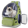 Cat Backpack Carrier Clear Bubble Window for Cats & Small Dogs up to 15 lb | Large Space Breathable Foldable Pet Carrier Airline Approved, Mesh Entry Safety Tether Washable Pad, Travel Hiking Outdoor - color: Green