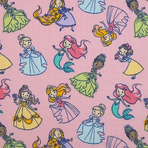Disney Princesses Pink, Aqua, Lavender, Green, and White 3 Piece Muslin Swaddle Baby Blanket Set - color: Princesses Pink, Aqua, Lavender, Green
