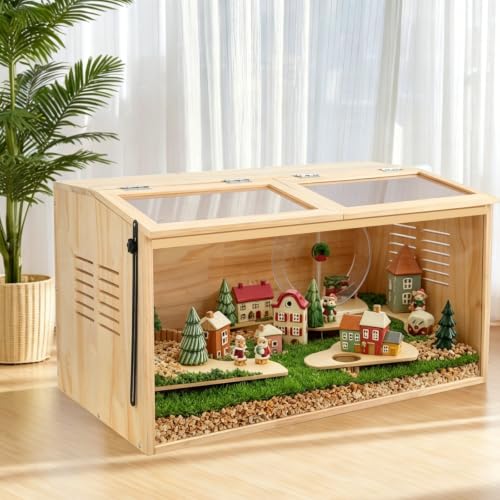 Wooden Hamster Cage,Chewproof,48" Lx20 Wx20 H，Animal Cabinet for Dwarf Syrian Hamsters Degus, Hamster Habitat with Openable Top and Large Acrylic Sheets. - size: 48.0"L x 20.0"W x 20.0"H