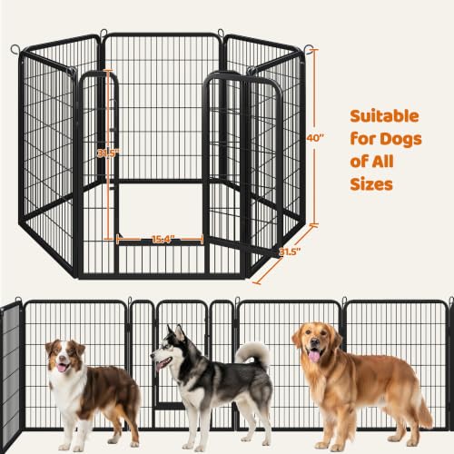 Yaheetech 40" H 6-Panel Extra Wide Dog Playpen w/Door for Indoor Outdoor | Heavy Duty Metal Frame, Secure Latch Gate, Tool-Free Assembly, Portable For Yard RV Camping, Ideal For Medium & Large Pets - size: 40"