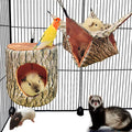 EAEDMY Guinea Pig, Rat & Ferret Tree Hole Bed and Hammock Tunnel, Parrot Bird Hideout and Soft Bed - color: 1.Tree hole bed and hammock