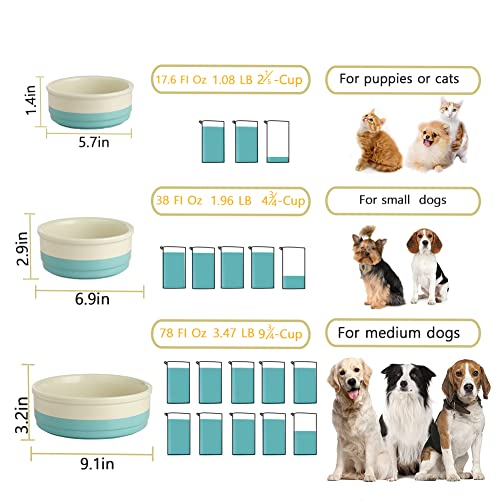 Sweejar Ceramic Dog Bowls, Dog Food Dish for Small Dogs and Cat, Heavy Duty Porcelain Pet Bowl for Canned Food and Water 17 Fl Oz （Fog Blue） - color: Fog Blue, style: Two-tone,5.5"x 2.2"(16 Fl Oz)