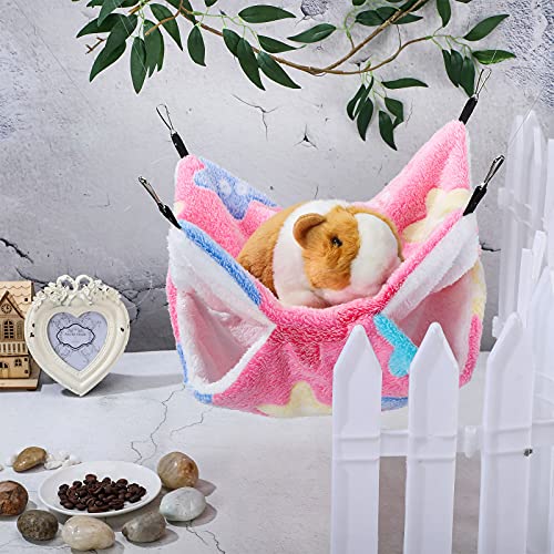 BOAO 2 Pcs Guinea Pig Rat Hammock Guinea Pig Hamster Ferret Hanging Hammock Pig Accessories for Small Animals Chinchilla Parrot Sugar Glider Ferret Squirrel - color: Blue, Pink