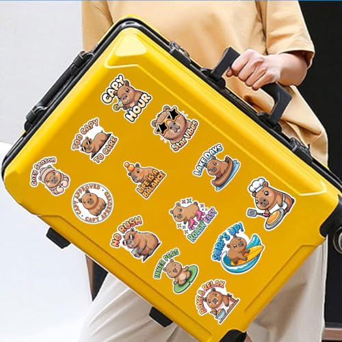 Vybonz Capybara Sticker Cute Animal Decal Funny Cartoon Wildlife | Capybara Stickers with Funny Animal Quotes for Capybara Lovers, Laptop, Water Bottle, Journal and Notebook Use - color: Capybara, size: 3in