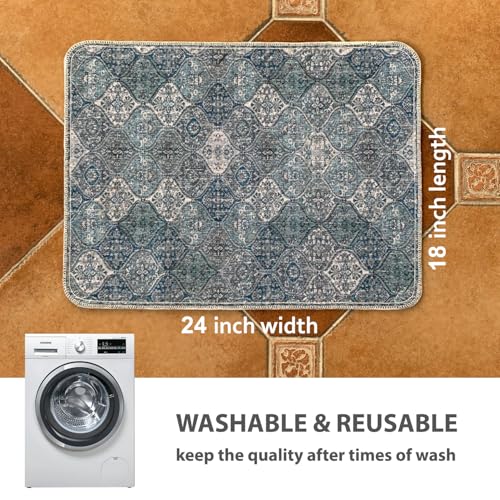 nunubaby Washable Pee Pads for Dogs, Stylish, Non-Slip and Leak-Proof Pee Pads. Reusable Potty Pads for Dogs for Crates and Floors.(Blue/Multi, 18" x24" ) - color: Blue/Multi, size: 18x24 Inch (Pack of 2)