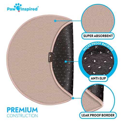 Paw Inspired Round Washable Pee Pads for Dogs, 17 Inch Size, 2 Pack | XS (Extra Small) Reusable Puppy Pad, Waterproof Mat, Leakproof, Non-Slip Liner for Potty Training, Whelping - size: 17" (2 pack)