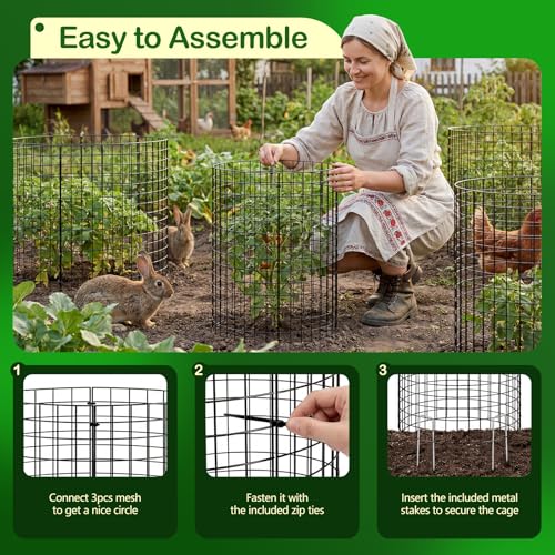 8 Pack Plant Protector from Animals, Wire Mesh Plant Cages for Garden – Sturdy Metal Plant Protectors to Keep Rabbits, Squirrels, and Animals Out – Ideal for Vegetables, Flowers, and Outdoor Plants - size: 8PACK-12*16inch