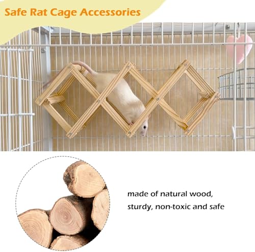 Kiln-Dried Wood Rat Climb Toy, Hanging Cage Ladder Activity (S, 1pc) | Natural Rat Cage Bridge, Multiple Openings & Directional Ramps Offer Challenges to Satisfy Rats' Instincts for Explore & Play - style: S, 1pc