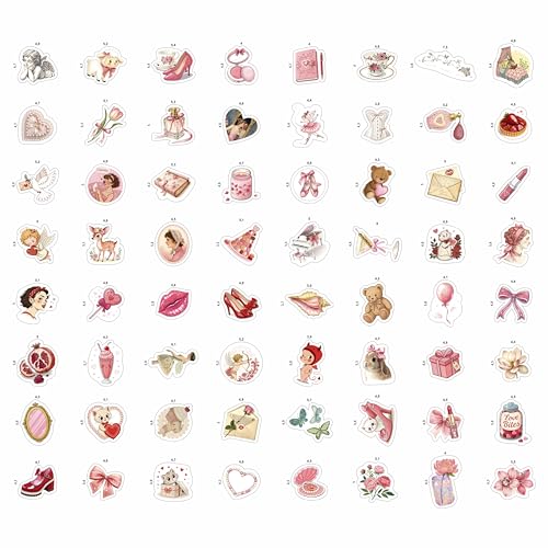 100Pcs Coquette Stickers and Decals for Laptop - Pink Aethetic Stickers for Water Bottle - Coquette Gifts - Gift for Women & Men - color: Coquette Stickers