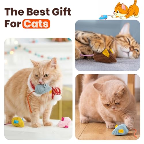 8Pcs Catnip Cat Mice Toys Interactive Mouse Cat Toy for Indoor,Adult & Kitten Cat Toys for Playing, Chewing & Teeth Cleaning