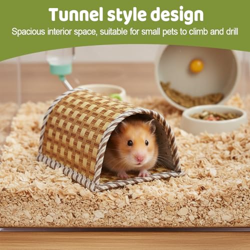 MiOYOOW Guinea Pig Hideout, Cooling Woven Hamster Tunnel Bed Small Animal Hiding House for Summer Hamsters Guinea Pigs Sugar Gliders - size: Small