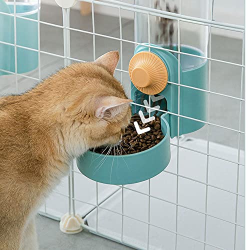 Pet Hanging Automatic Feeders Drinking Bowls 40oz, Auto Gravity Pet Feeding Water Set, Cage Pet Feeding Bowls Dispenser for Cats Dogs Puppy, Rabbit Hamsters Chinchilla Hedgehog (Green-Water) - color: Green-Water