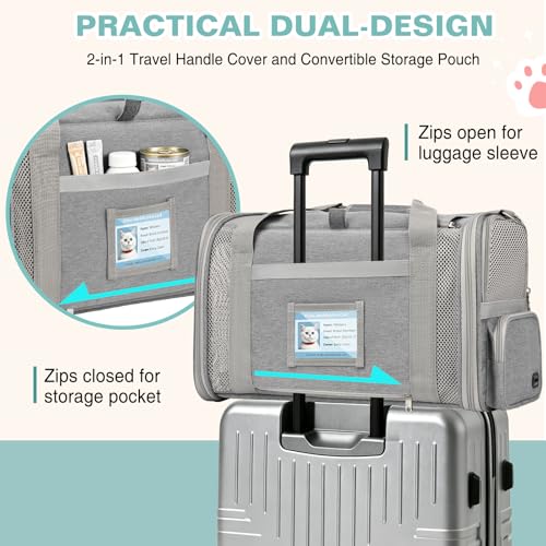 Cat Carrier Top Load, Privacy Curtains Soft Pet Travel Bag Airline Approved | Collapsible Soft-Sided Cat/Dog/Pet Carrier for Small Cats Dogs Puppy Under 16 lb, Washable Kitten Mesh Cage (16.9x10.8x10.8) - color: Gray