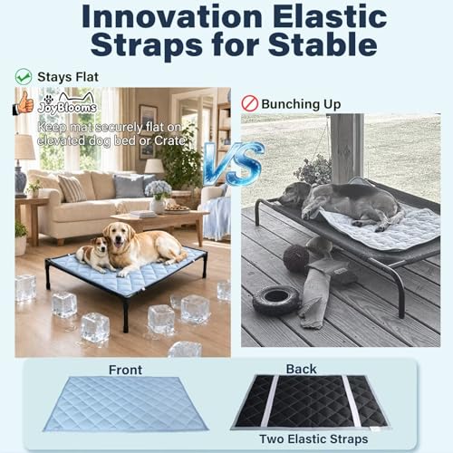 JoyBlooms Cooling Mat for Dogs 2Pack Cooling Pad for Dogs Pad Crate Pad with Elastic Strap,Q-Max 0.46 Cool Anti-Slip Breathable Thin Lightweight Portable Washable Kennel Mats Blue 41" x 28" (XL-Crate) - color: Blue, size: 41" x 28" (XL-Crate)