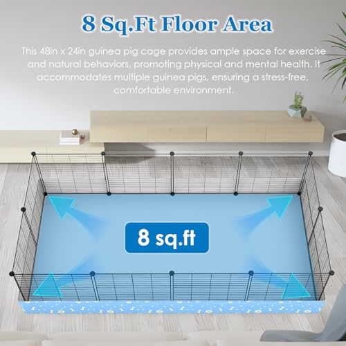 2-Story Guinea Pig Cages with Tarp, Large C&C Loft Cage for Rabbit Bunny Puppy Small Animal Indoor Dog Playpen Pet Exercise Enclosure, 25 Panels