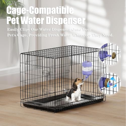 Dog Bowls with Puppy Weaning Bottles,3 in 1 Dog Bowl Set with Water Dispenser and 2 Food Grade Ceramic Bowls for Cats,Bunnies,Ferrets and Small Sized Dogs（Purple） - color: Purple